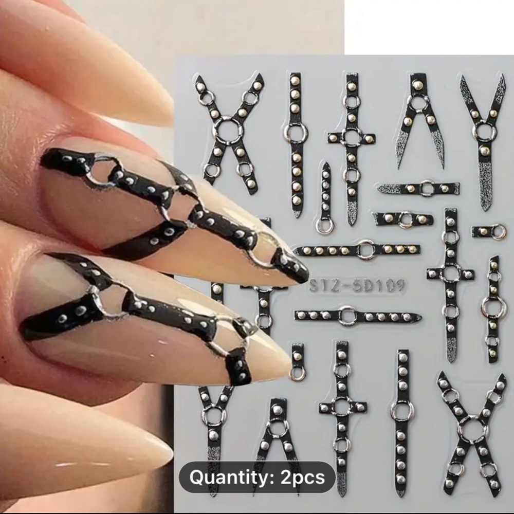 2/$10• 5D Bondage Kinky Embossed Nail Decals Semi Glossy Single Use 2 sheets Se…
